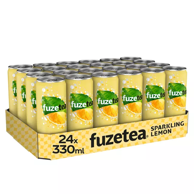 Een Frisdrank Fuze Tea Black Tea sparkling lemon blik 330ml koop je bij Van Leeuwen Boeken- en kantoorartikelen