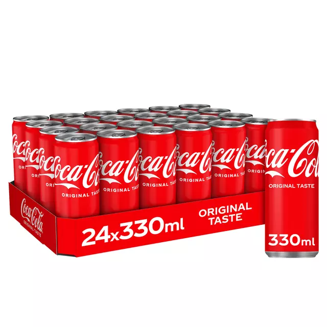 Een Frisdrank Coca Cola Regular blik 330ml koop je bij Van Leeuwen Boeken- en kantoorartikelen