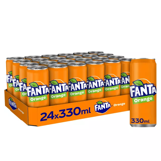 Een Frisdrank Fanta orange blik 330ml koop je bij Van Leeuwen Boeken- en kantoorartikelen
