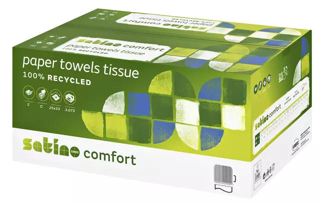 Een Handdoek Satino Comfort PT3 c-vouw 2-laags 25x32cm wit 277420 koop je bij Totaal Kantoor Goeree
