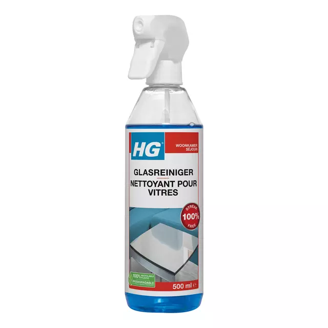 Een Glasreiniger HG en spiegels spray 500ml koop je bij MV Kantoortechniek B.V.