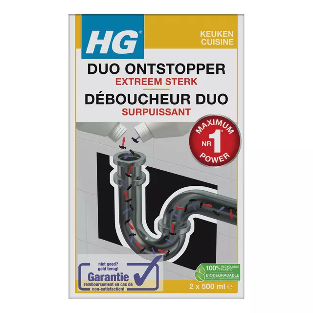 Een Afvoerontstopper HG keuken Duo 2x500ml koop je bij KantoorProfi België BV