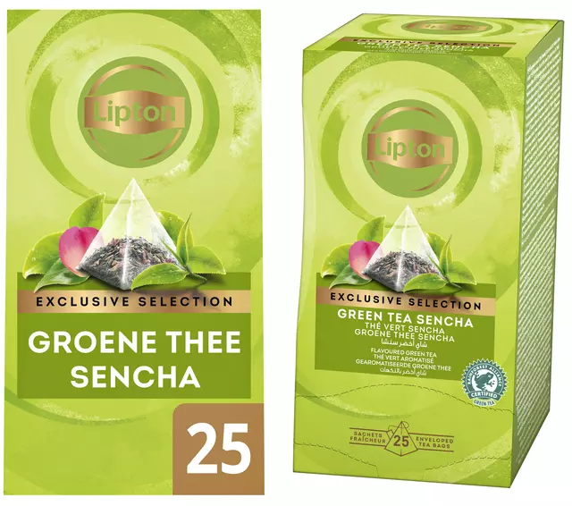 Een Thee Lipton Exclusive groene thee sencha 25x2gr koop je bij EconOffice