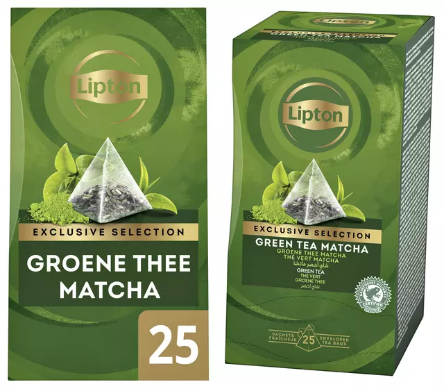Een Thee Lipton Exclusive groene thee matcha 25x2gr koop je bij Kantoorvakhandel van der Heijde