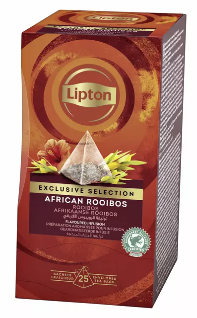 Een Thee Lipton Exclusive Afrikaanse rooibos 25x2gr koop je bij Van Leeuwen Boeken- en kantoorartikelen