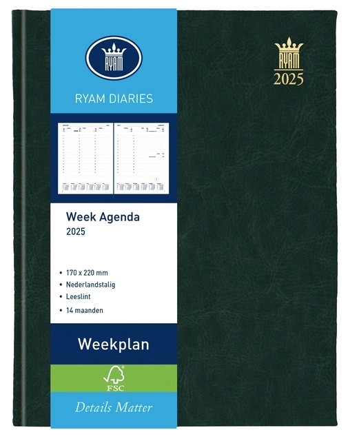 Een Agenda 2025 Ryam Weekplan Mundior 7dagen/2pagina's zwart koop je bij Ziffo Kantoorcentrum BV