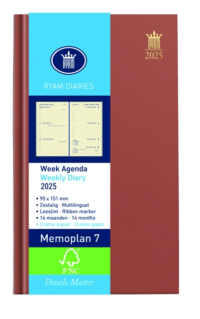 Een Agenda 2025 Ryam Memoplan 7 Nappa 7dagen/2pagina's assorti koop je bij NiceSupplies.nl