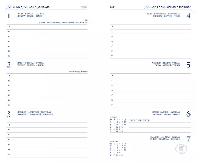 Agenda 2025 Ryam Memoplan 7 Nappa 7dagen/2pagina's assorti