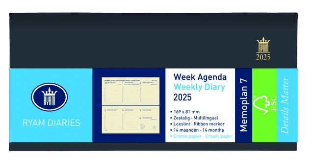 Een Agenda 2025 Ryam Memoplan 7 Nappa 7dagen/2pagina's landscape assorti koop je bij Van Hoye Kantoor BV