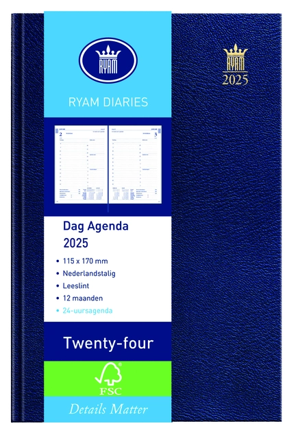 Een Agenda 2025 Ryam Twenty-four Mundior 1dag/1pagina blauw koop je bij NiceSupplies.nl