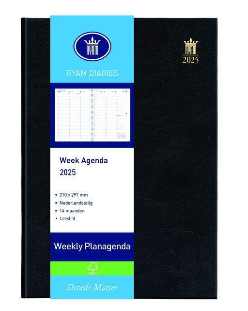 Een Agenda 2025 Ryam Weekly Mundior 7 jours/2 pages noir koop je bij QuickOffice BV