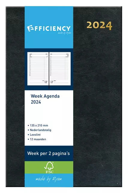 Buy your Agenda 2025 Ryam Efficiency Baladek 7dagen/2pagina's zwart at QuickOffice BV