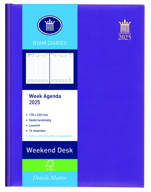 Een Agenda 2025 Ryam Weekplan Weekend Desk Lazio 7dagen/2pagina's assorti koop je bij Ziffo Kantoorcentrum BV