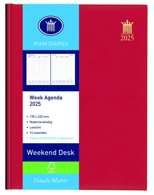 Een Agenda 2025 Ryam Weekend Desk Lazio 7 jours/2 pages assorti koop je bij QuickOffice BV