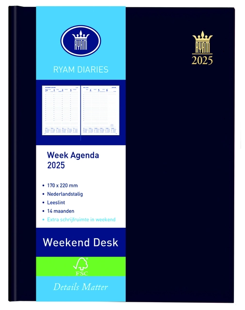 Een Agenda 2025 Ryam Weekplan Weekend Desk Lazio 7dagen/2pagina's assorti koop je bij QuickOffice BV