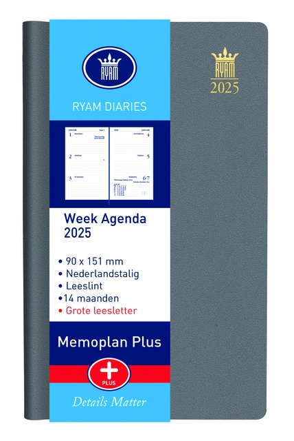 Agenda 2025 Ryam Memoplan 7 Plus Mundior 7dagen/2pagina's assorti