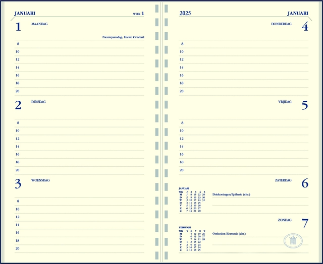 Een Recharge agenda 2025 Ryam Memoplan 7 portrait 7 jours/ 2 pages crème koop je bij QuickOffice BV