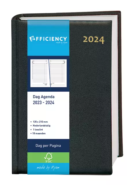 Een Schoolagenda 2024-2025 18mnd Ryam Efficiency Baladek 1dag /1pagina zwart koop je bij Van Leeuwen Boeken- en kantoorartikelen