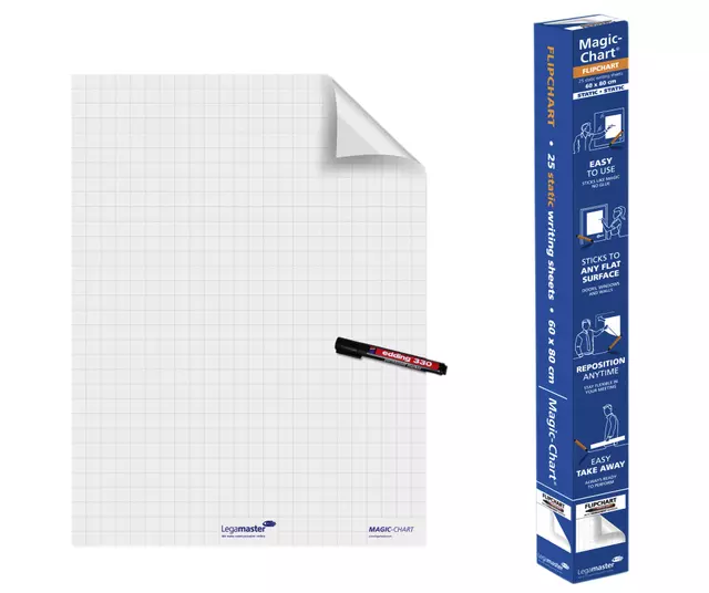 Een Magic-Chart Legamaster flipchart 60x80cm wit met ruit koop je bij EconOffice