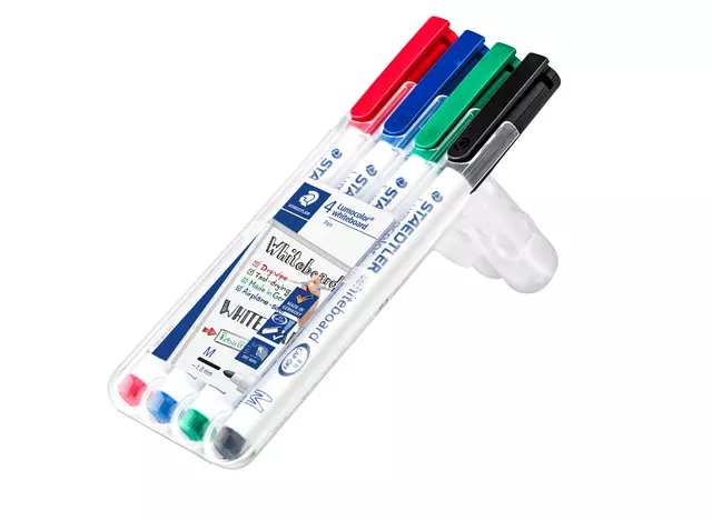 Een Viltstift Staedtler 301 whiteboard rond assorti 1mm 4stuks koop je bij EconOffice