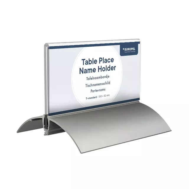 Een Tafelnaambord Europel 52x100mm acryl aluminium 2st koop je bij KantoorProfi België BV