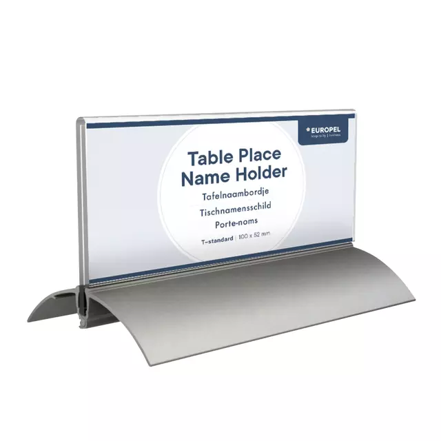 Een Tafelnaambord Europel 61x150mm acryl aluminium 2st koop je bij Totaal Kantoor Goeree