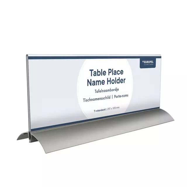 Een Tafelnaambord Europel 105x297mm acryl aluminium koop je bij EconOffice