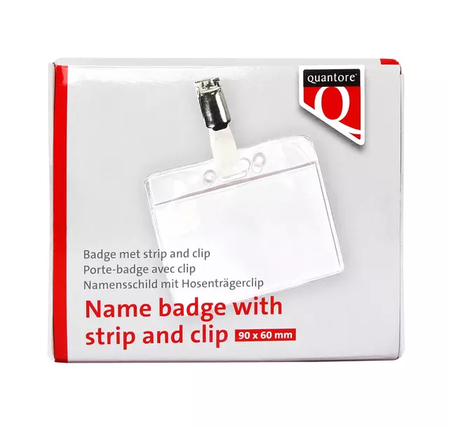 Een Badge Quantore met clip 60x90mm koop je bij Kantoorvakhandel van der Heijde