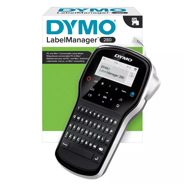 Een Labelprinter Dymo LabelManager 280 draagbaar qwerty 12mm zwart koop je bij Van Leeuwen Boeken- en kantoorartikelen