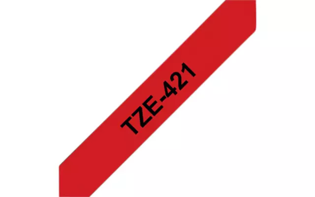 Een Labeltape Brother P-touch TZE-421 9mm zwart op rood koop je bij Van Hoye Kantoor BV