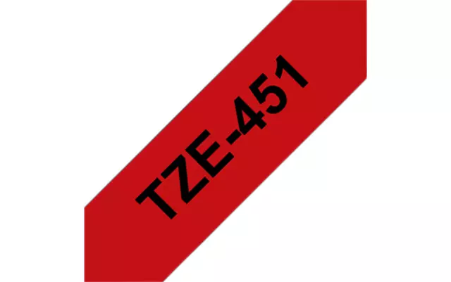 Een Labeltape Brother P-touch TZE-451 24mm zwart op rood koop je bij Van Hoye Kantoor BV