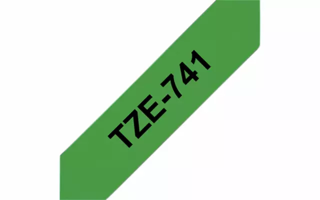 Een Labeltape Brother P-touch TZE-741 18mm zwart op groen koop je bij Van Hoye Kantoor BV