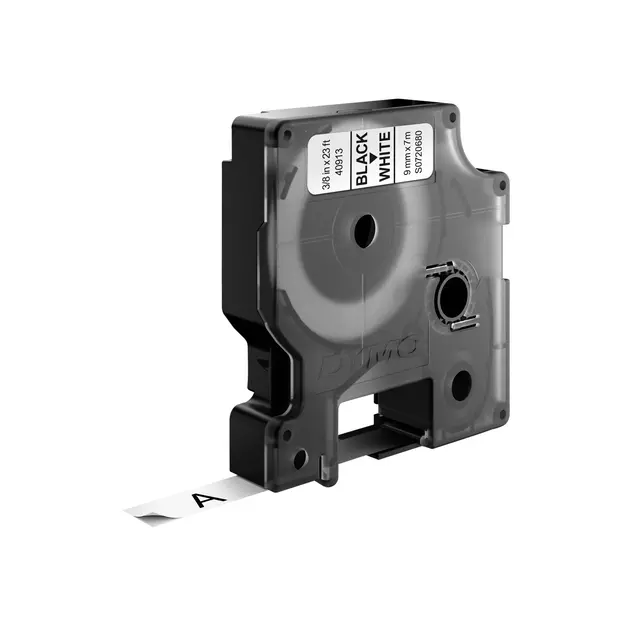 Een Labeltape Dymo LabelManager D1 polyester 9mm zwart op wit koop je bij Goedkope Kantoorbenodigdheden