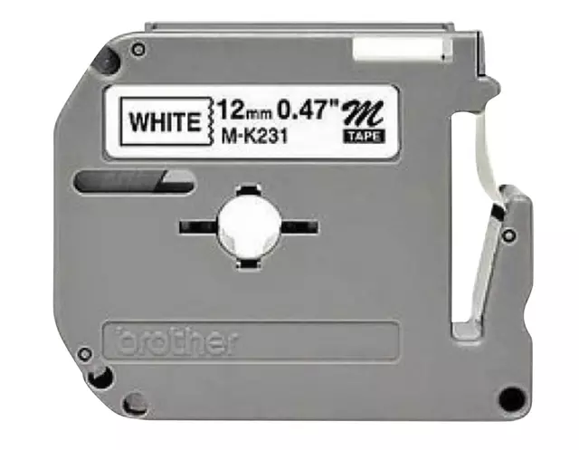 Een Labeltape Brother P-touch M-K231 12mm zwart op wit koop je bij EconOffice