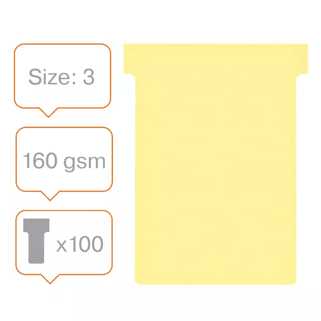 Een Planbord T-kaart Nobo nr 3 80mm geel koop je bij EconOffice