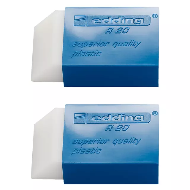 Een Gum edding R20 kunststof 45x24x10mm wit met blauwe houder 2 stuks koop je bij The Cartridge Company