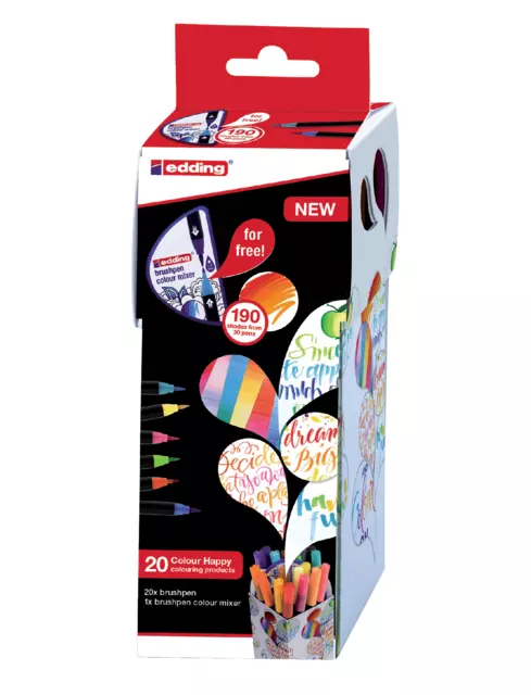 Een Brushpen edding 1340 Colour Happy assorti blister à 20+1 gratis koop je bij Van Hoye Kantoor BV