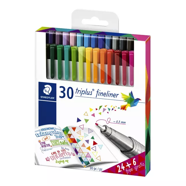 Een Fineliner Staedtler Triplus 334 0,3mm assorti set à 24 + 6 gratis koop je bij L&N Partners voor Partners B.V.