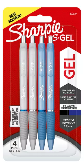 Een Stylo gel Sharpie S-Gel Fashion Medium assorti blister 4 pièces koop je bij Van Hoye Kantoor BV