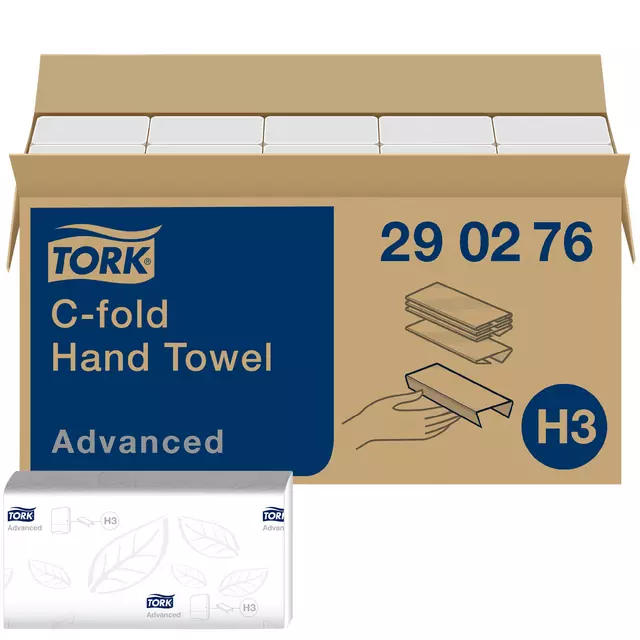 Een Handdoek Tork H3 C-vouw Advanced 2-laags wit 290276 koop je bij L&N Partners voor Partners B.V.