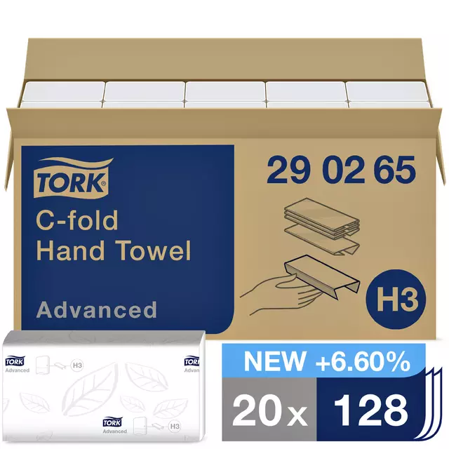 Een Handdoek Tork H3 C-vouw advanced 2-laags wit 290265 koop je bij Dillen BV