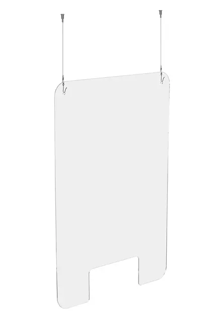 Een Hygiënescherm Exacompta hangend met opening 100x66cm transparant koop je bij Van Hoye Kantoor BV