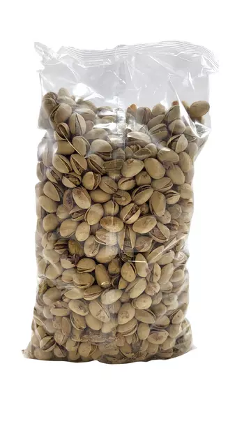 Een Pistachenoten Delinuts in dop gezouten zak 1000 gram koop je bij Van Hoye Kantoor BV