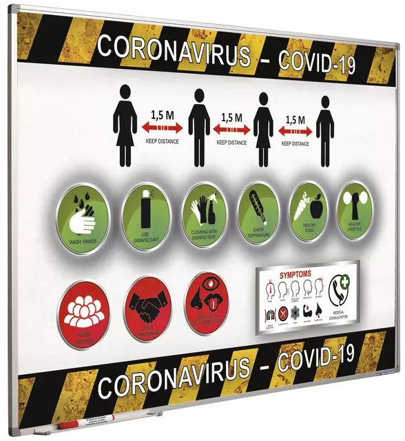 Een Preventiebord Corona maatregelen Nederlandstalig 60x90cm koop je bij Van Hoye Kantoor BV