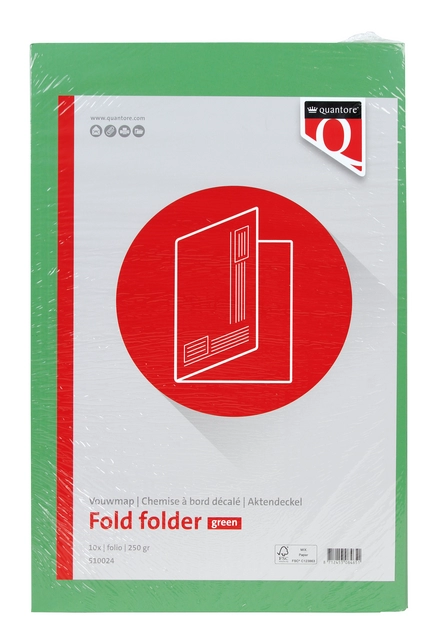 Buy your Vouwmap Quantore Folio ongelijke zijde 250gr groen at QuickOffice BV