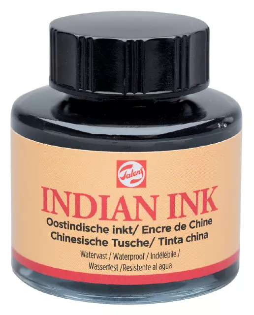 Een Oost-Indische inkt Talens zwart 30ml koop je bij Van Leeuwen Boeken- en kantoorartikelen