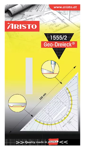 Een Geodriehoek Aristo 1555/2 225mm met greep transparant koop je bij EconOffice