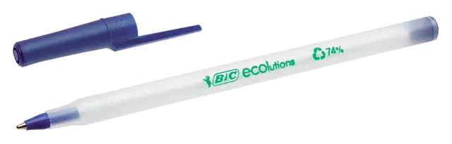 Een Balpen Bic ecolutions round stic medium blauw koop je bij KantoorProfi België BV