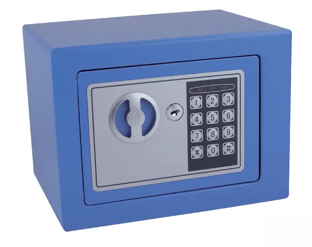 Een Kluis Pavo mini elektronisch 230x170x170mm blauw koop je bij Kantoorvakhandel van der Heijde