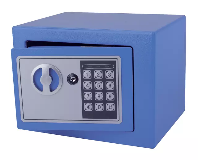 Een Kluis Pavo mini elektronisch 230x170x170mm blauw koop je bij Kantoorvakhandel van der Heijde